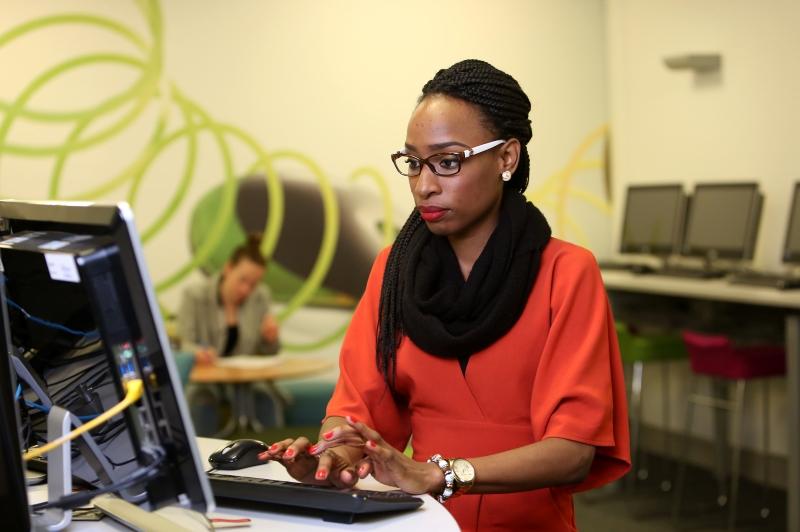 Student working on computer