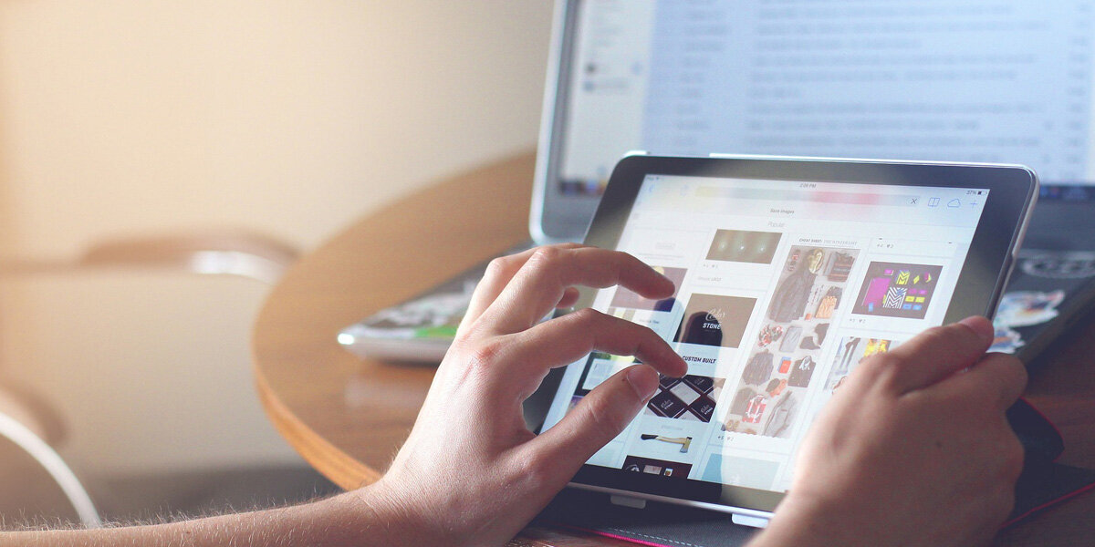 Person using a tablet media device