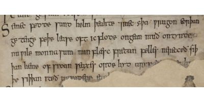 Section of a page from a medieval book with Old English text