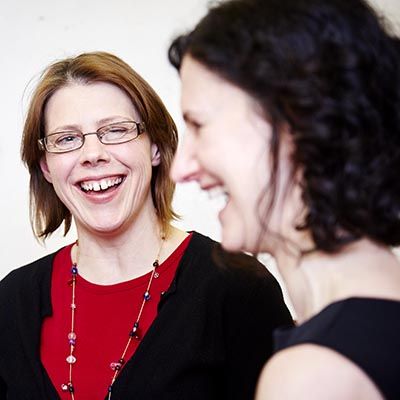 Colleagues in research collaboration.