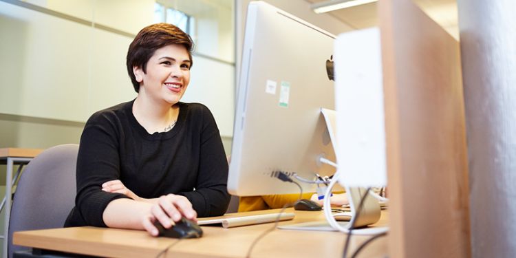 Student at computer desk