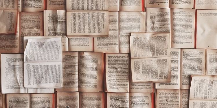 Above view of several open books