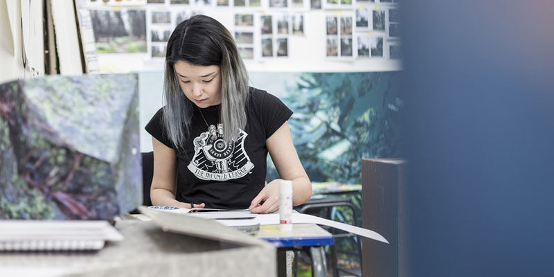 Student working in studio