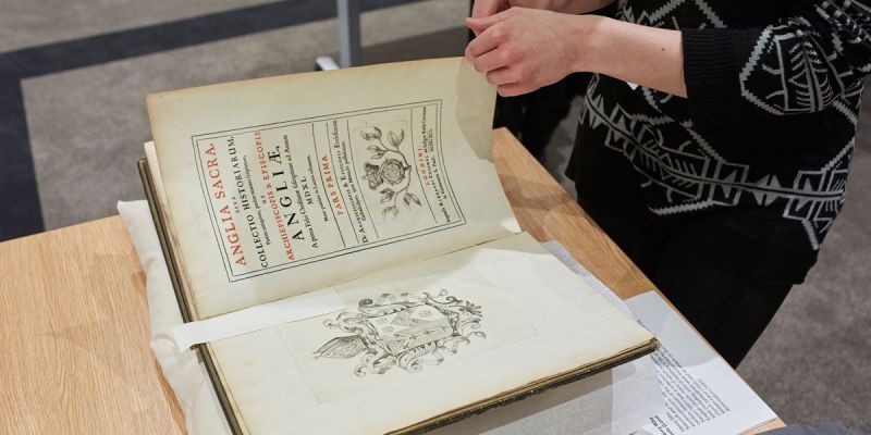 Open book from archive collection