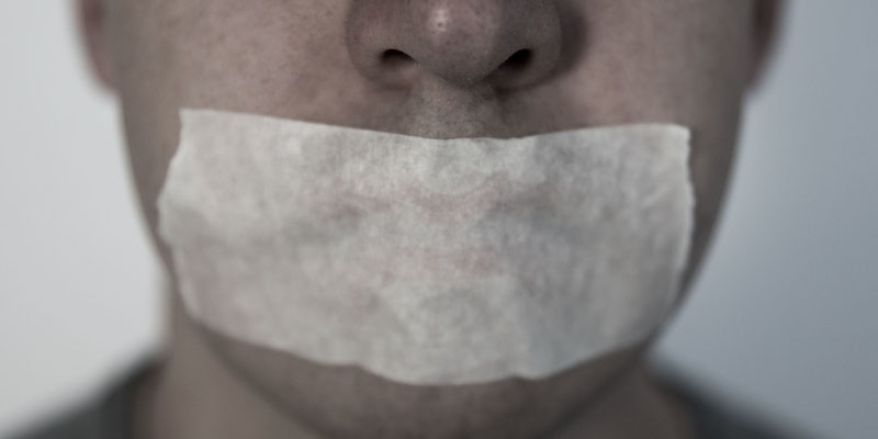A bandaged mouth.